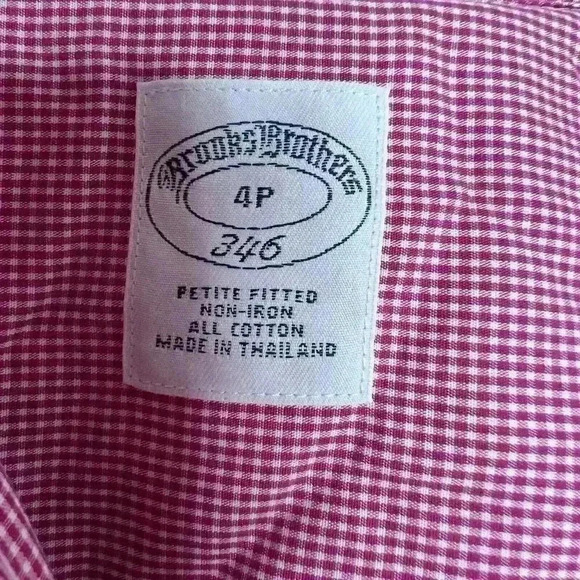 Brooks Brothers Womens Non Iron Button Shirt Red White Gingham Cotton Size 4P - Picture 4 of 6
